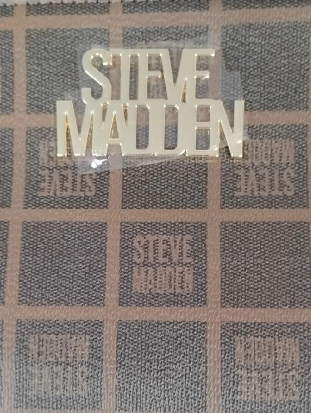 Steve Madden Brown Logo Toiletry Pouch with Wrist Strap